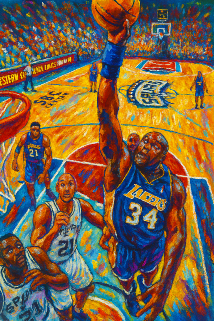 Shaq dunking on Spurs